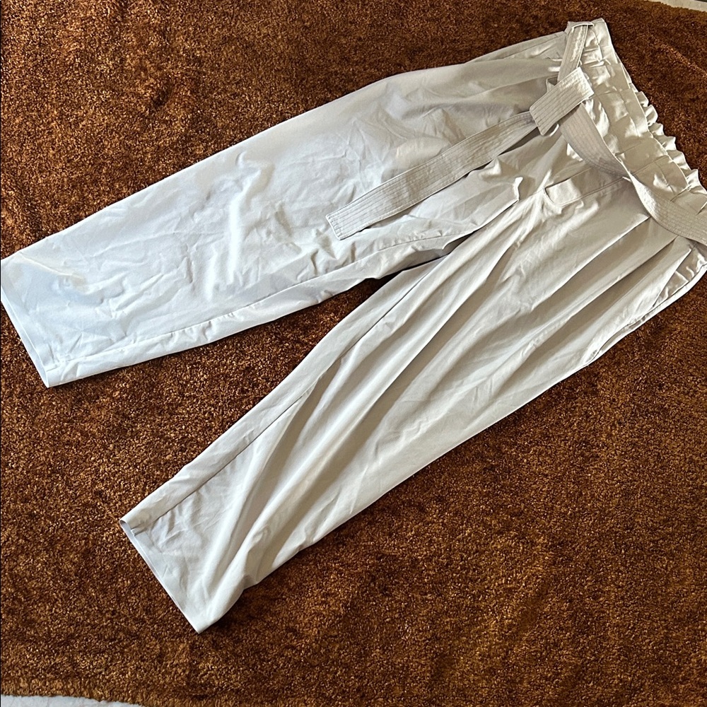 Athleta Women's Cream Chino Pants with Tie Waist